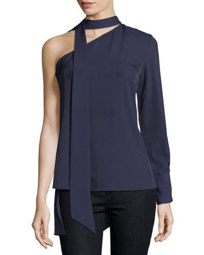 Neck-tie One-shoulder Blouse