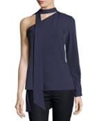 Neck-tie One-shoulder Blouse
