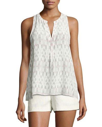 Aruna Print Silk Top, White Pattern