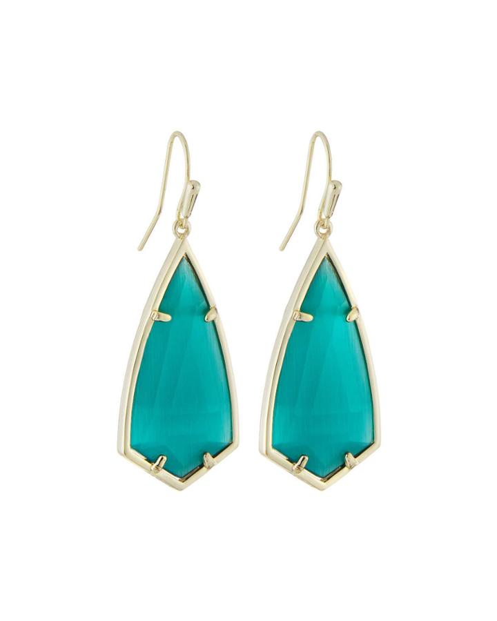 Carla Statement Earrings - Green Cat's Eye