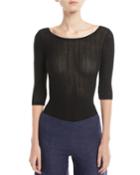 Scoop-neck 3/4-sleeve Prosecco Knit Bodysuit