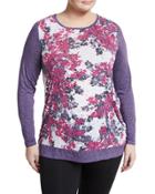 Printed Long-sleeve Top, Purple,