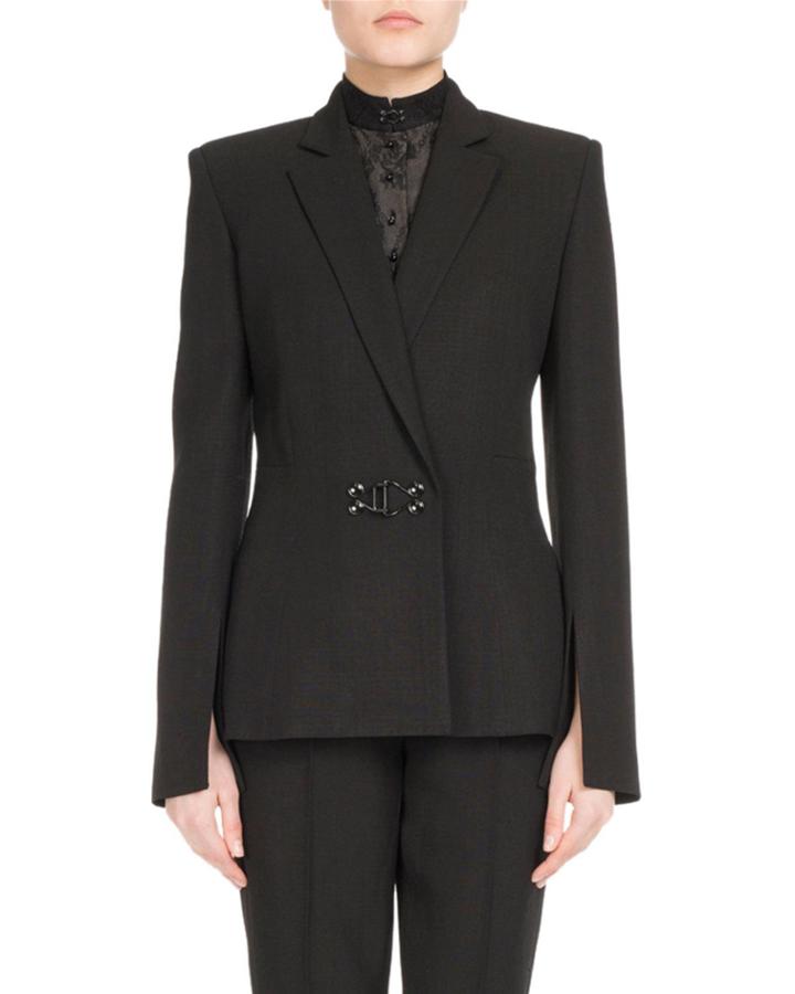 Hook-front Notch-collar Jacket