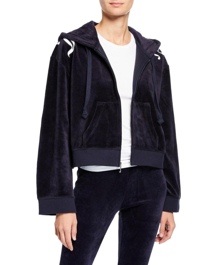 Wild Style Logo Patch Hooded Velour Jacket