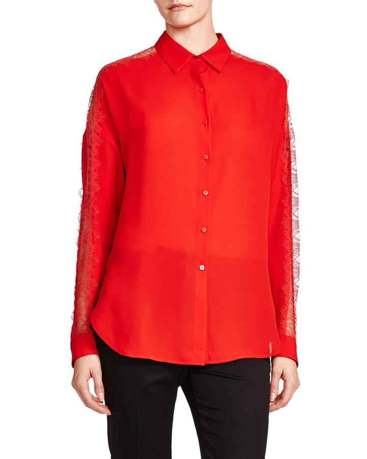 Button-down Crepe Shirt With