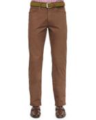 Five-pocket Stretch-cotton Trousers, Brown
