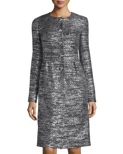 Painted Metallic Knit Topper, Caviar/silver