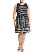 Crosswalk Stripe-knit Twirl Dress, Multi,