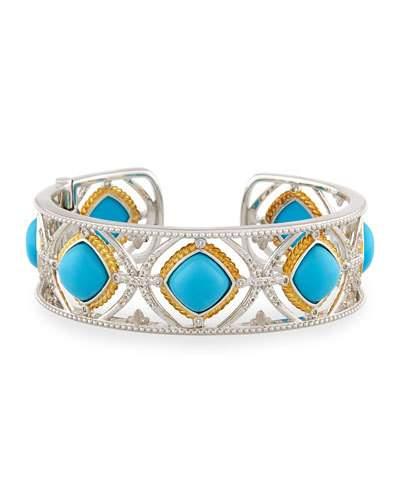 Cushion Turquoise & Diamond Cuff