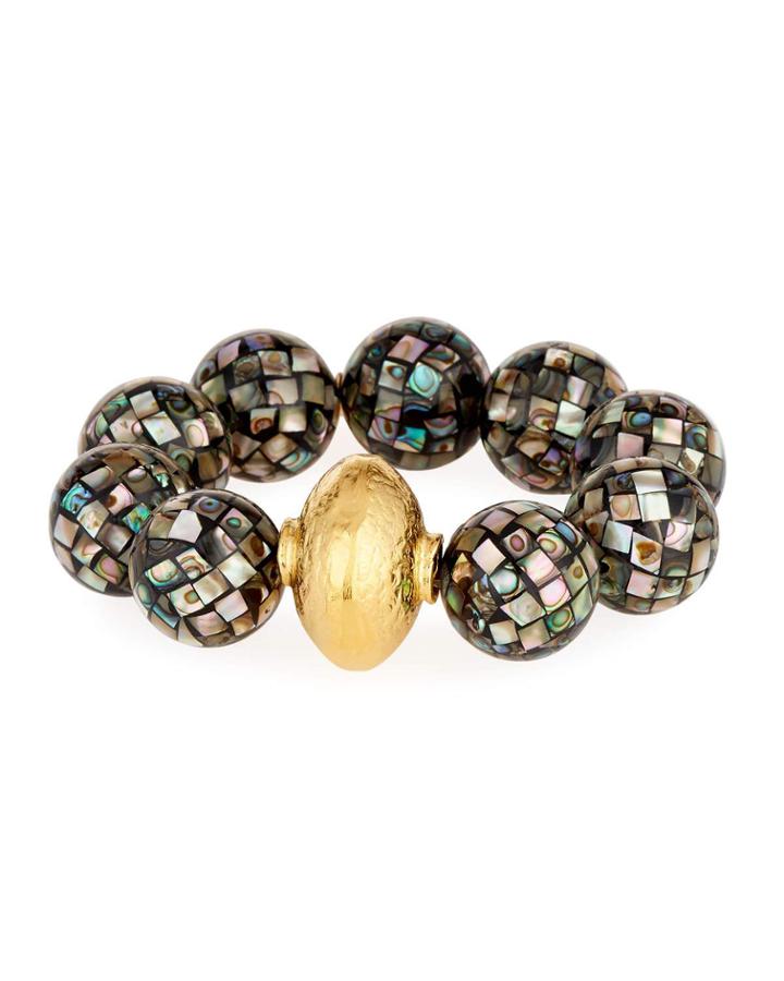 18k Gray Pearlescent Bead Bracelet