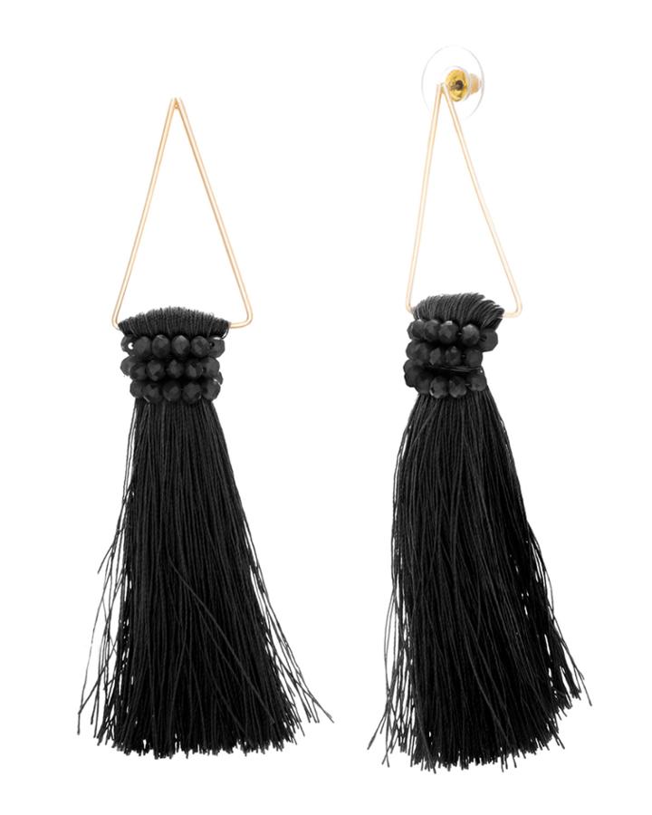 Thread Tassel Hoop Earrings