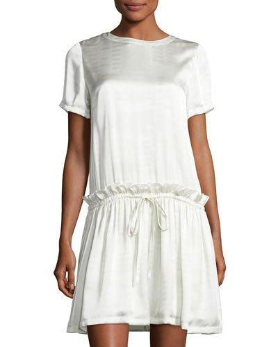 Linoleum-print Mazie Silk Dress, White Pattern
