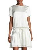 Linoleum-print Mazie Silk Dress, White Pattern