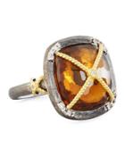 Wrapped Citrine & Topaz Cushion Cocktail Ring,