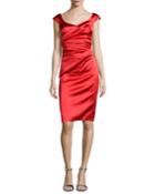 Off-the-shoulder Cocktail Dress, Cerise