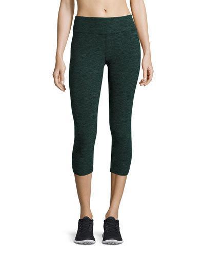 Space-dye Capri Sport Leggings, Black/evergreen