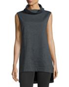 Ana Knit Cowl-neck Tunic, Graphite Heather