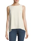 Harper Round-neck Sleeveless Crepe Top W/ Back Vent
