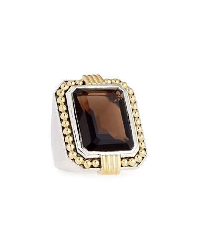 Emerald-cut Smoky Quartz Statement Ring,