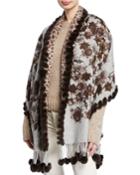 Double-face Stole W/ Fur Trim & Fringe