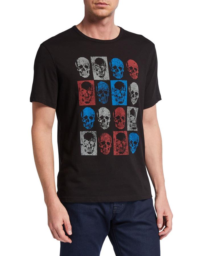 Men's Abstract Skull Art-print Graphic Tee