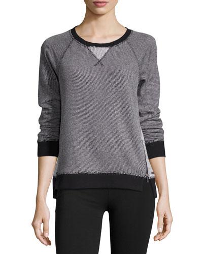 Side-zip Athletic Pullover, Black