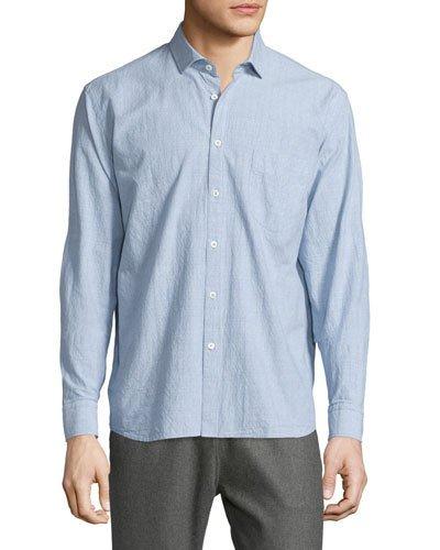 Textured Long-sleeve Woven Sport Shirt,
