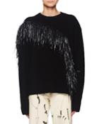 Raffia Yarn Wave Crewneck Wool-cashmere