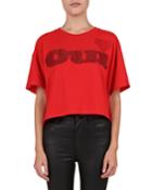 Embellished Cropped Cotton T-shirt