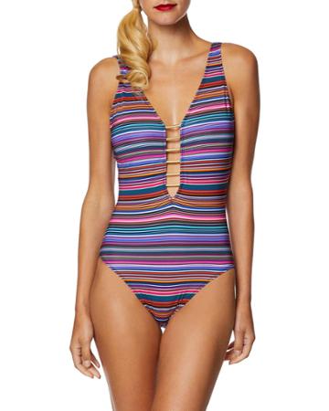 Fine Lines Plunging Striped One-piece