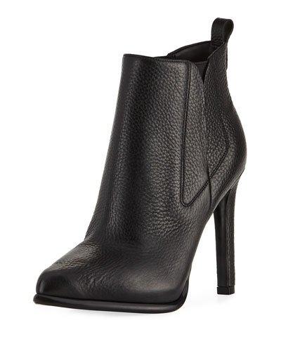 Cara Gored Pebbled Bootie, Black