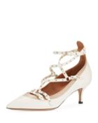 Kitten-heel Strappy Leather Ankle-wrap Pumps