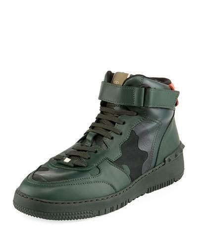 Men's Camo-print High-top Leather