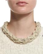 Monili-chain Rope Collar Necklace, Beige