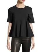 Penn Twill Flare Short-sleeve Top, Black