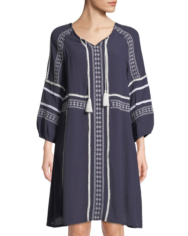 Long-sleeve Embroidered Boho Dress