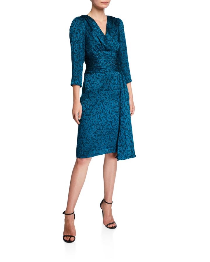 V-neck 3/4-sleeve Burnout Sarong Draped