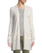 Two-pocket Open-front Mid-length Cashmere Cardigan