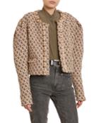 Bariza Check Boucle Pagoda-shoulder Crop Jacket