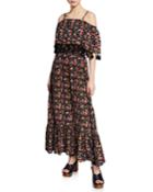 Off-the-shoulder Floral Tassel