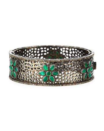 Emerald Flower Hinge Bracelet