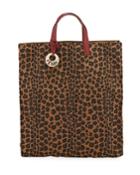 Leopard-print Canvas Shopper Tote Bag