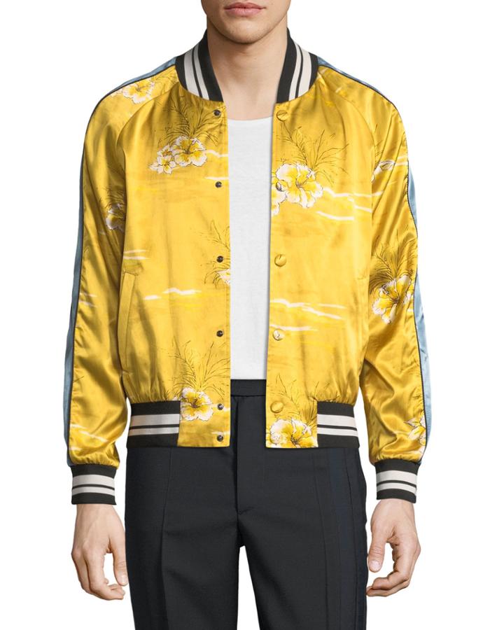 Men's Floral-print Bomber Jacket