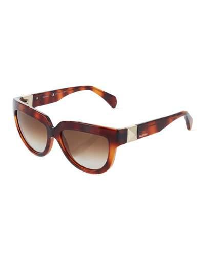 Rockstud Cat-eye Sunglasses, Blonde Havana