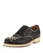 Studded Leather Oxford, Black