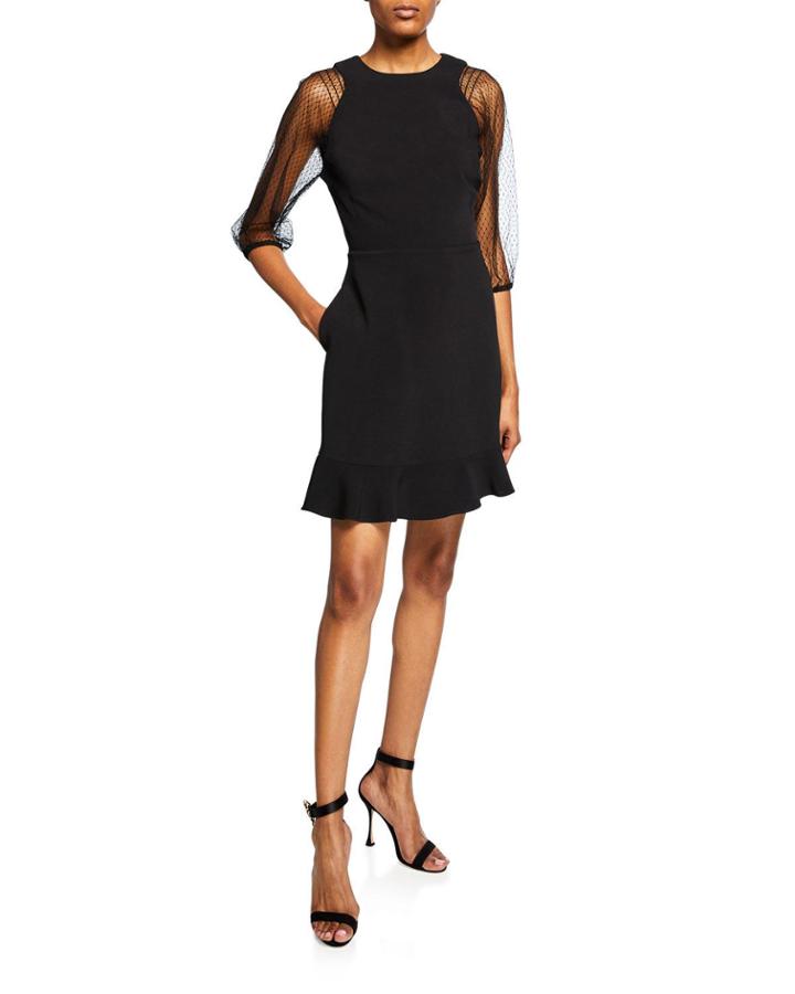 Mesh Sleeve Flounce Dress