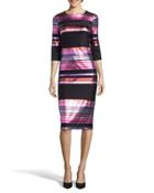 3/4-sleeve Foil-print Striped