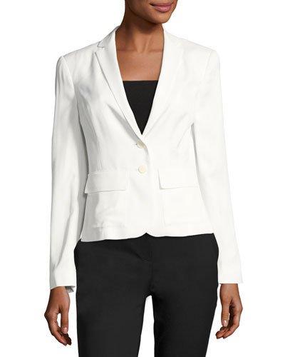 Solid Twill Blazer Jacket, Ivory