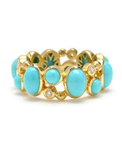 18k Madeleine Turquoise & Diamond Band Ring,