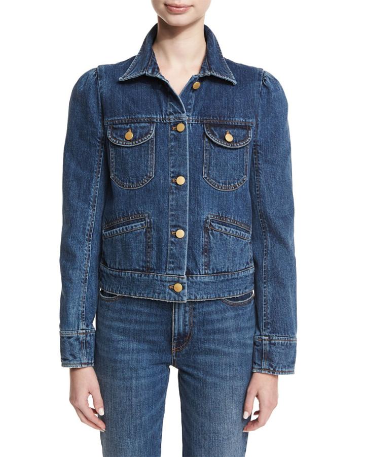 Puff-shoulder Jean Jacket